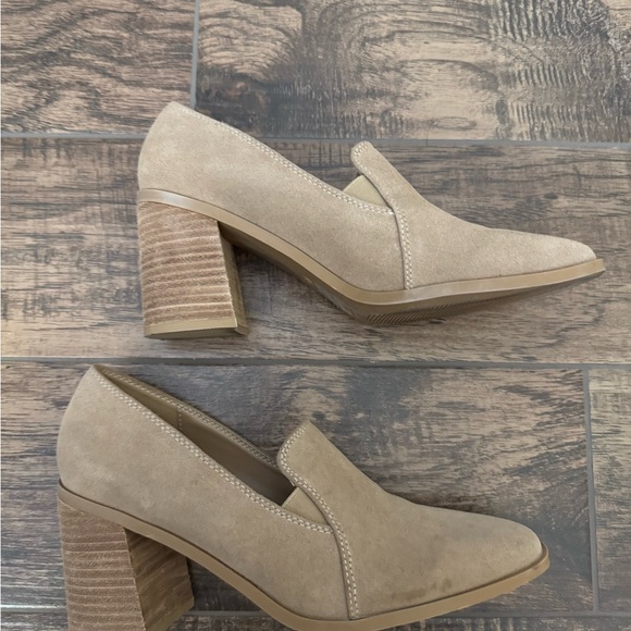 Joie Size 8‎ Wevenly Tan leather Chunky Block Heel Pump Shoe - Picture 7 of 12